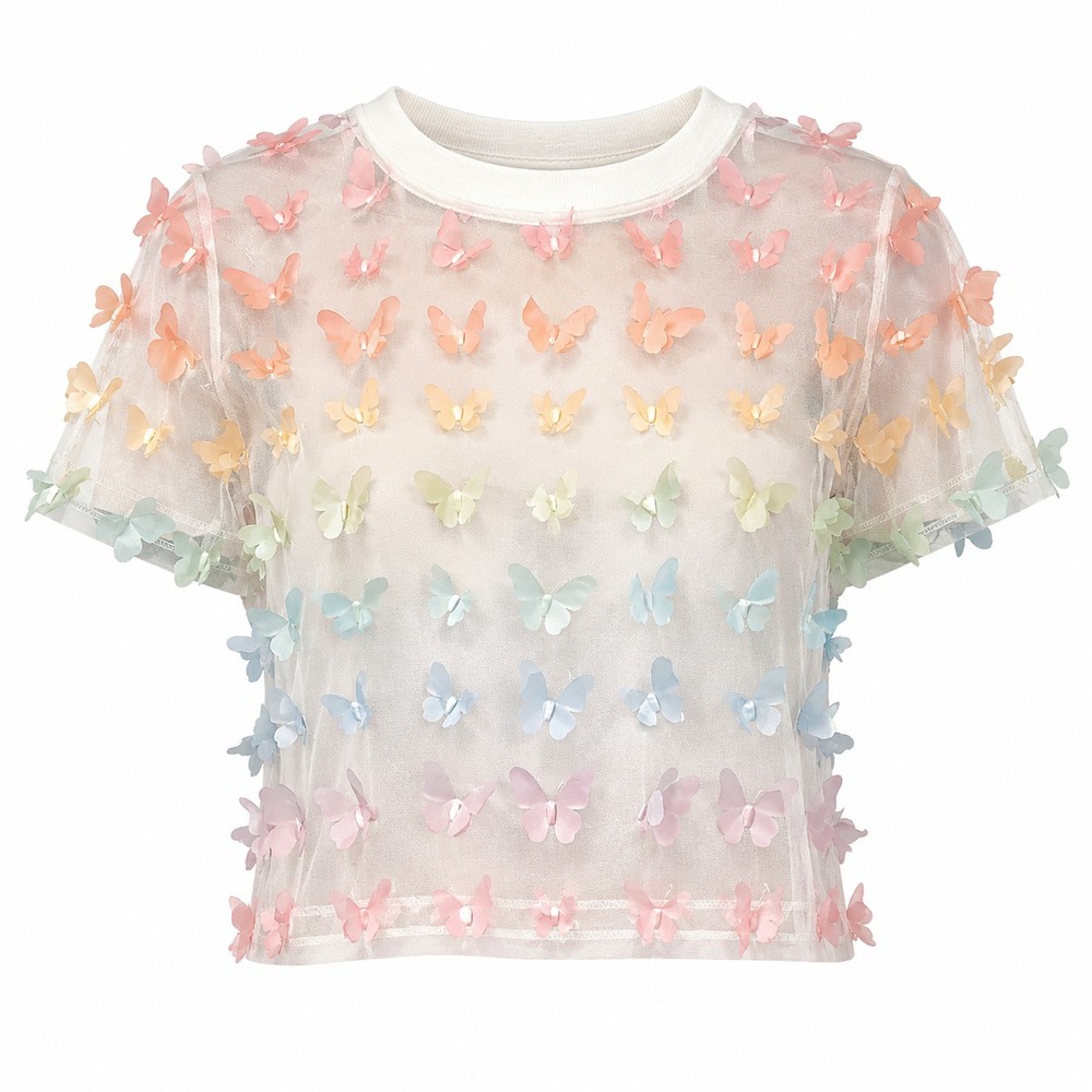Butterfly Mesh Fairycore Top Womens Medium Coquette Y2K Pastel Goth Kawaii